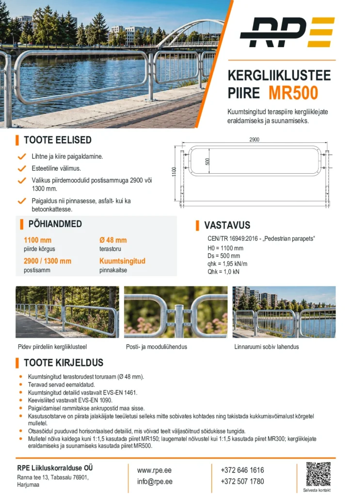 MR500 kergliiklustee piire – toote infoleht