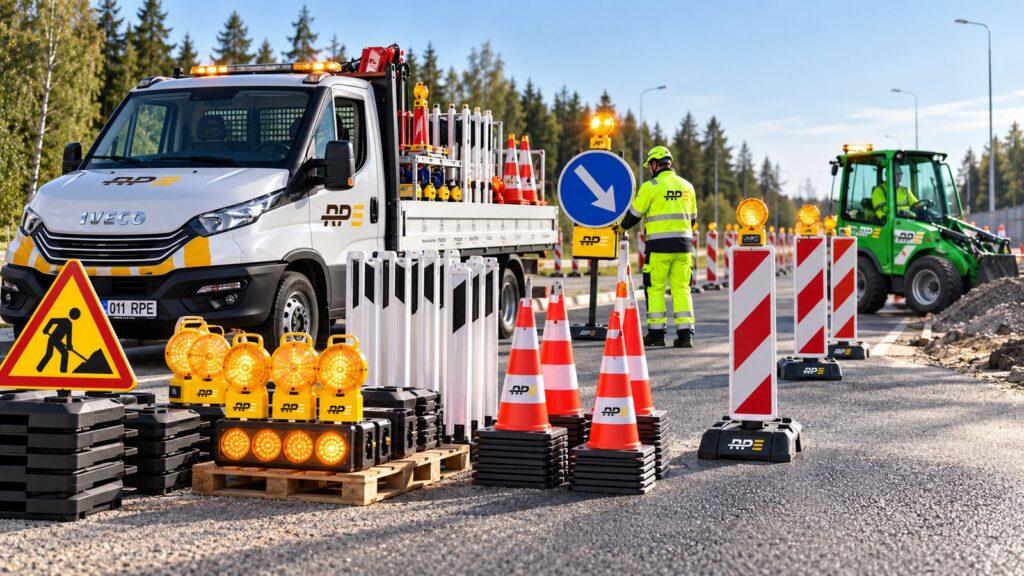 Enough for large sites too – Warning lights, delineator posts and traffic cones | RPE